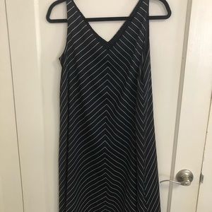 Navy and white stripe spaghetti strap Aline dress
